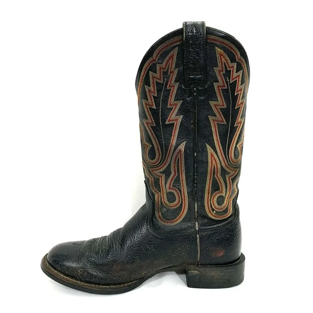 Ariat  38605 Black Leather Boots Red/Gold Stitching Men’s Size 7.5 D